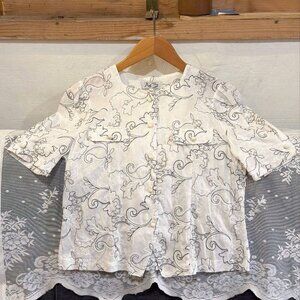 Vintage Floral Print Puff Sleeve Blouse
